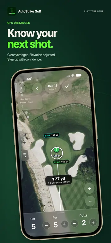 Know your next shot with GPS yardages and elevation.